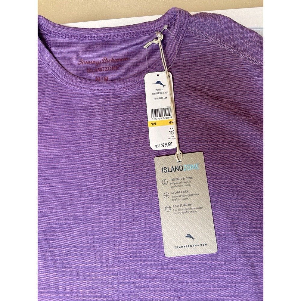 NWT Tommy Bahama IslandZone SzM Crew Neck T-Shirt Paradise Isles Dark Purple - Picture 2 of 8